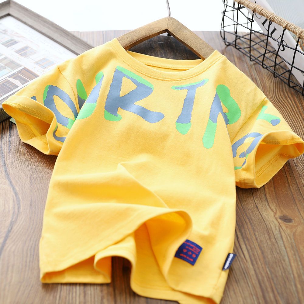 【110‐170cm】 アルファベット かっこいい 韓国系 ゆったり キッズ ジュニア 子供 服 男の子 夏 Tシャツ カットソー トップス