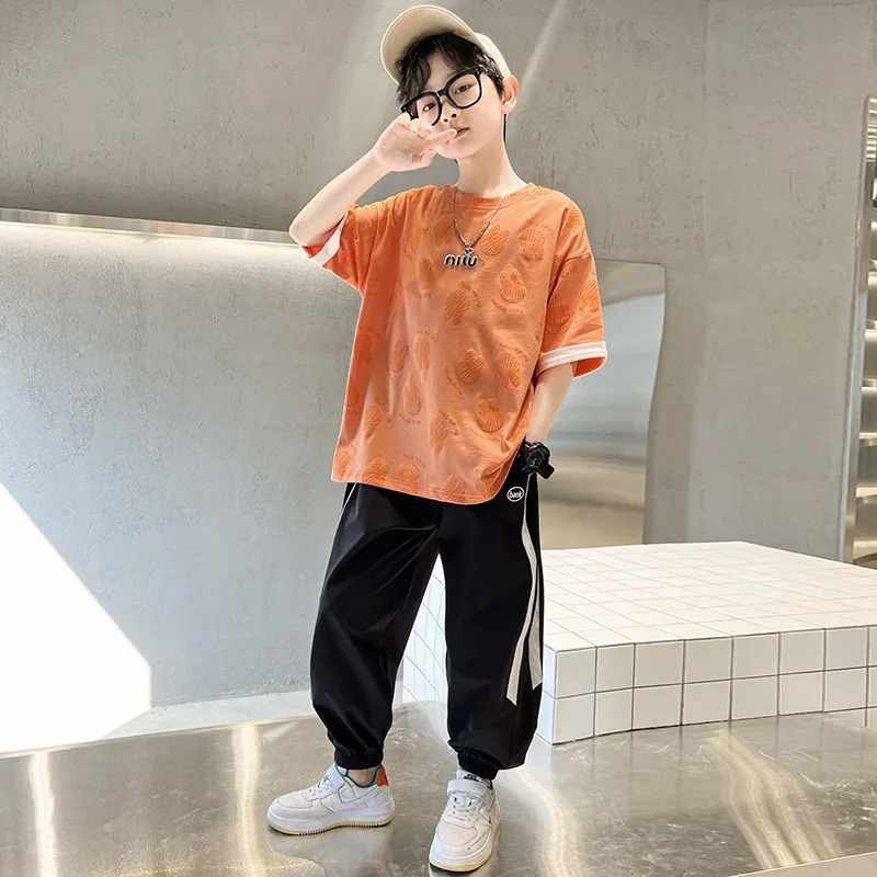 【120-170】 うさぎ かわいい 薄手 韓国系 キッズ ジュニア 子供 服 男の子 夏 半袖 Tシャツ＋パンツ セットアップ