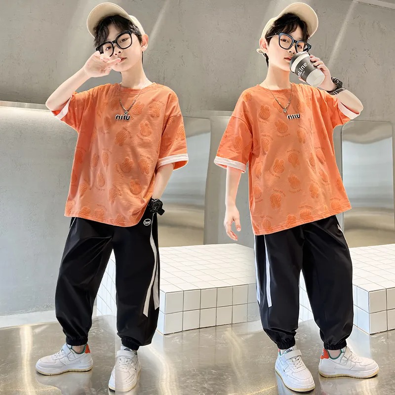 【120-170】 うさぎ かわいい 薄手 韓国系 キッズ ジュニア 子供 服 男の子 夏 半袖 Tシャツ＋パンツ セットアップ