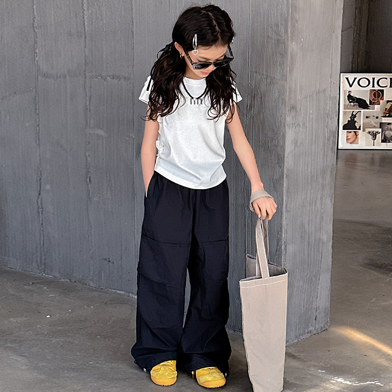 【120-170cm】単品注文 2色選べる 人気高い 女の子 夏 韓国風 子供 半袖 Tシャツ 洋風 カジュアル 2点 セットアップ