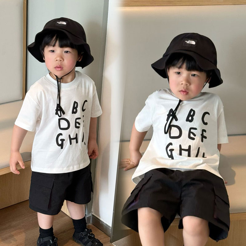【80-130cm】每日更新 超快適 カジュアル アルファベット 半袖 コットン 男の子 Tシャツ トップス