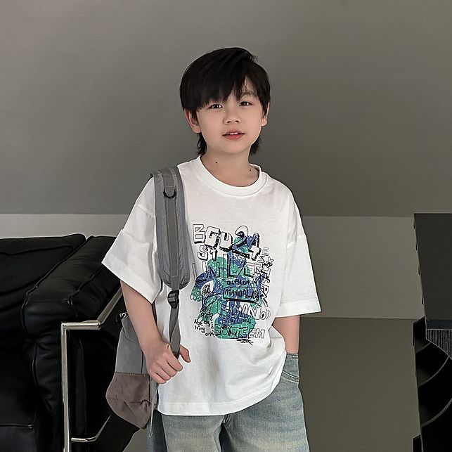 【100-160cm】品質のいい新品 心地よい カジュアル カートゥーン プリント 半袖 男の子 Tシャツ トップス