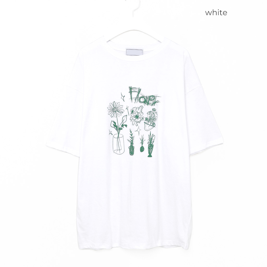 (ユニセックス) フラワープリント半袖Tシャツ