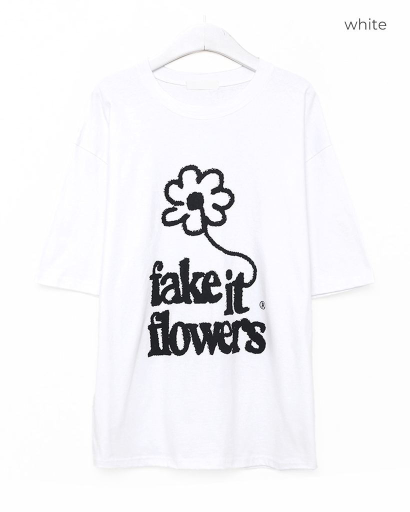 (ユニセックス) フラワーレタリング半袖Ｔシャツ