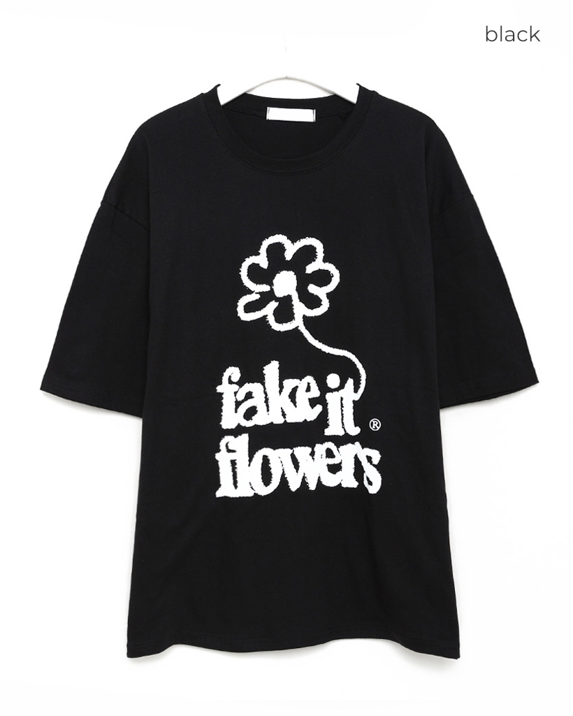 (ユニセックス) フラワーレタリング半袖Ｔシャツ