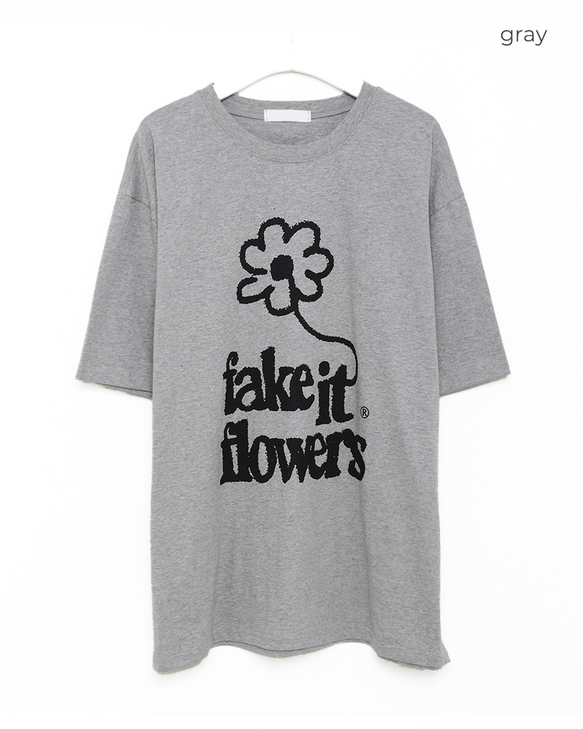 (ユニセックス) フラワーレタリング半袖Ｔシャツ