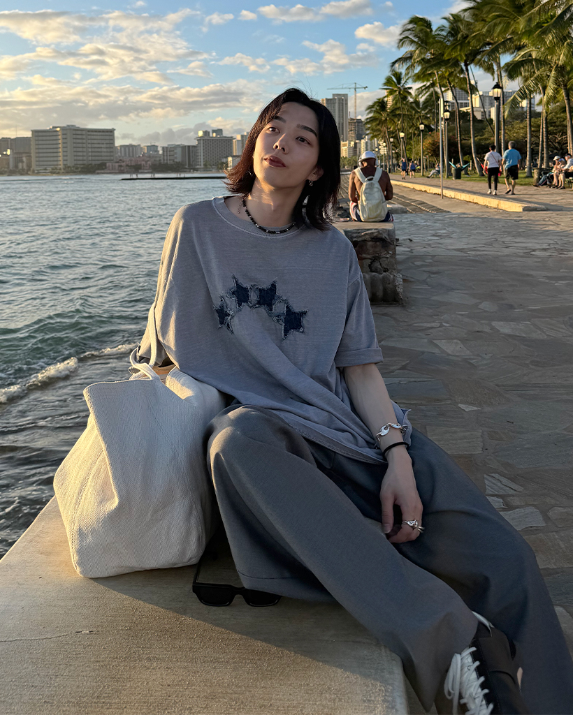 スターデニムウォッシュ半袖Tシャツ