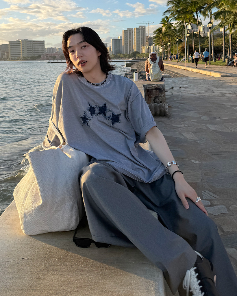 スターデニムウォッシュ半袖Tシャツ