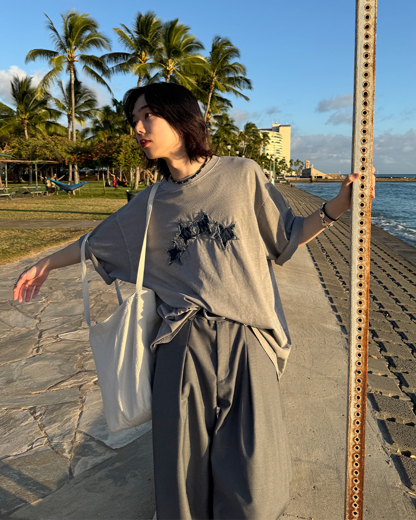 スターデニムウォッシュ半袖Tシャツ