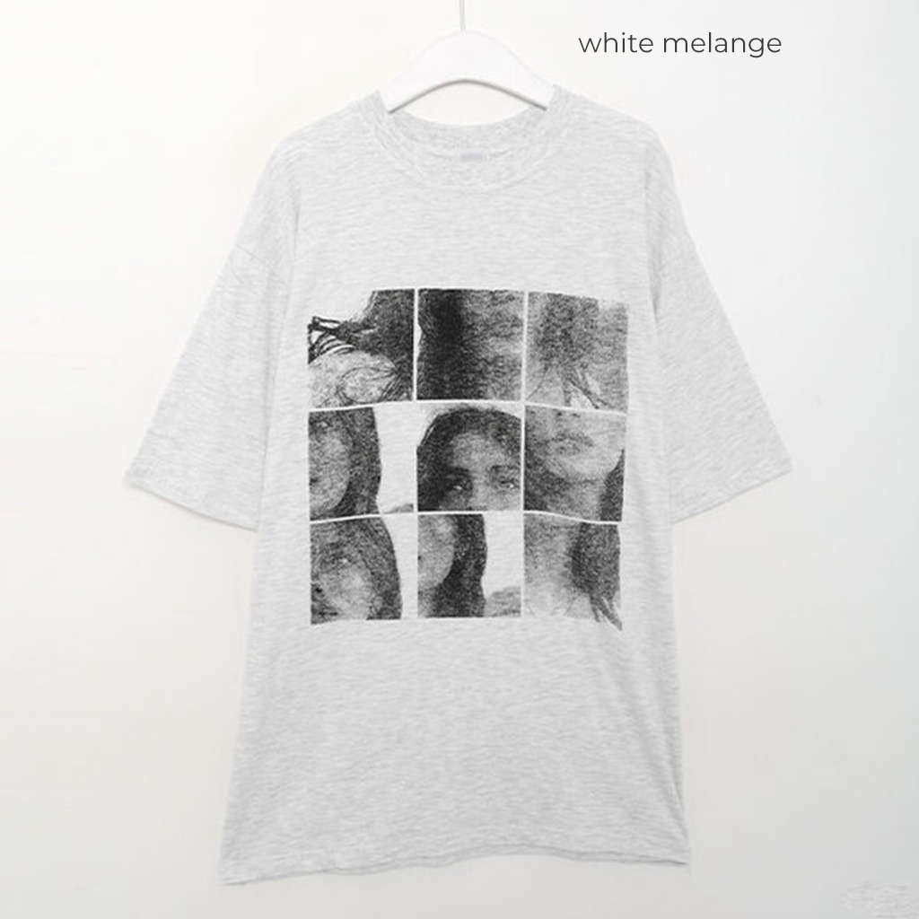 (ユニセックス) スクエアプリントTシャツ