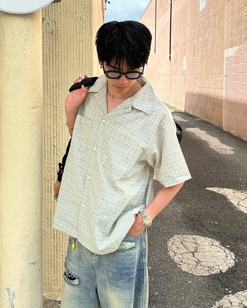 ツーポケットチェック半袖シャツ