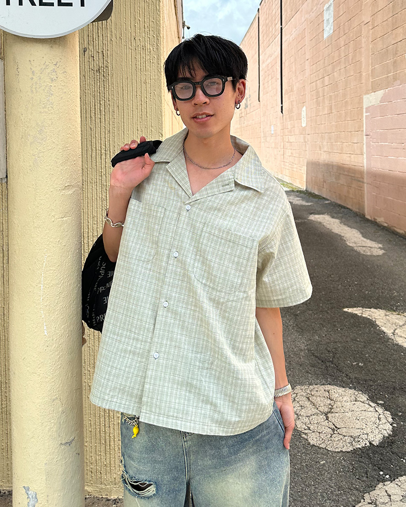 ツーポケットチェック半袖シャツ