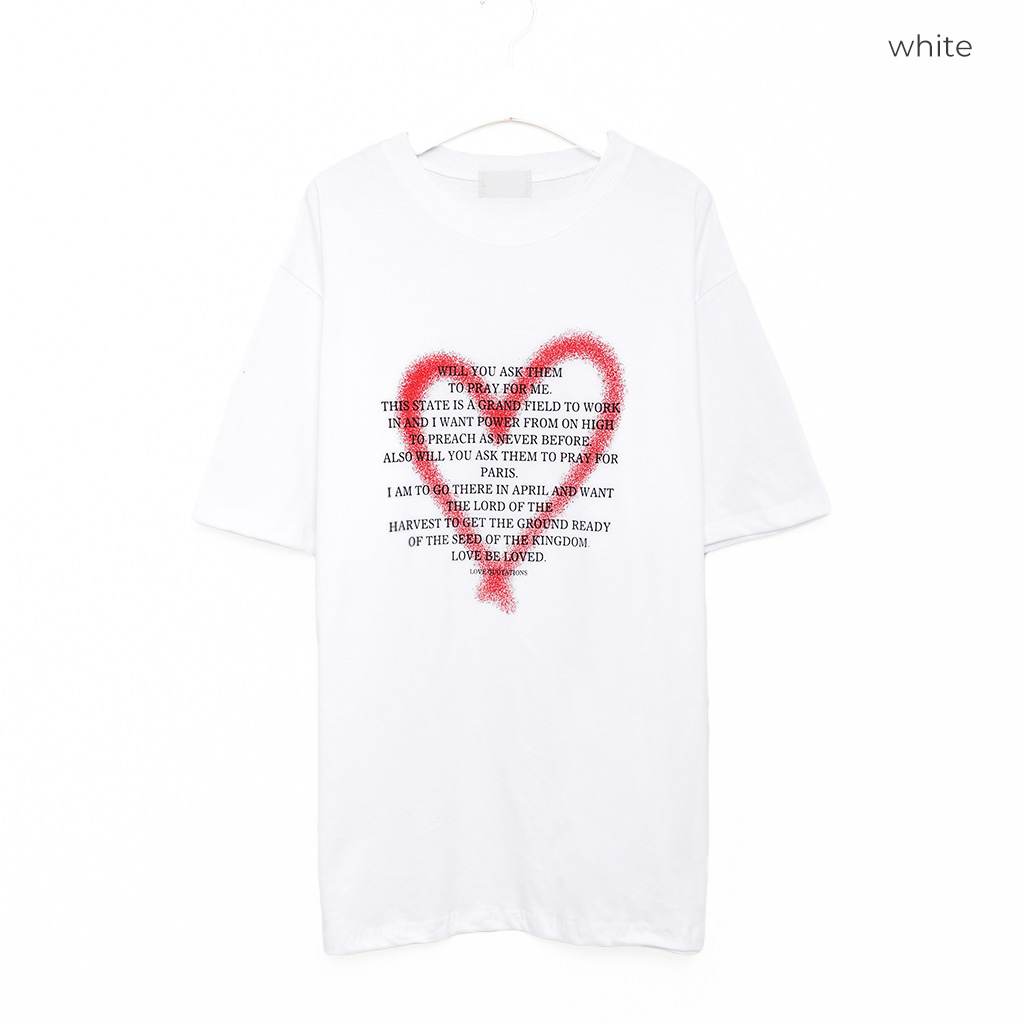 (ユニセックス) ハートスプレーポイント半袖Tシャツ