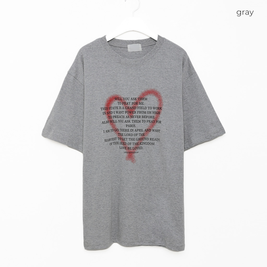 (ユニセックス) ハートスプレーポイント半袖Tシャツ