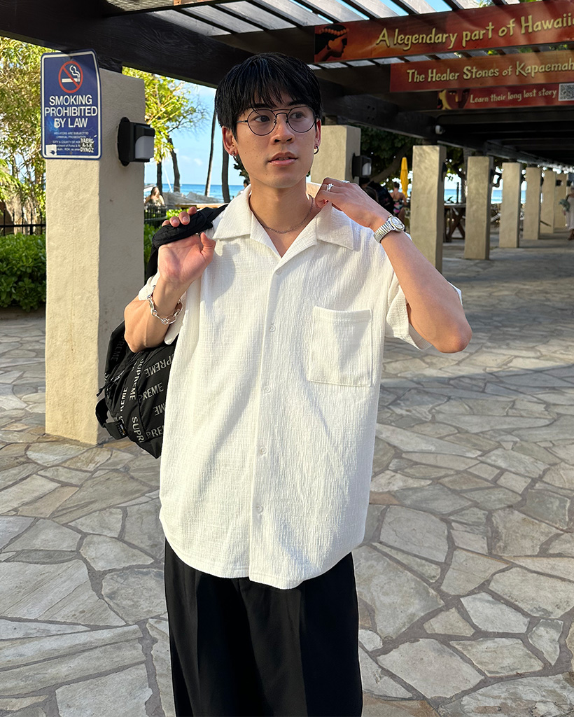 シンプル半袖カラーシャツ