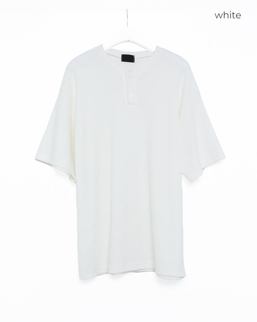 ワッフルヘンリーネックTシャツ