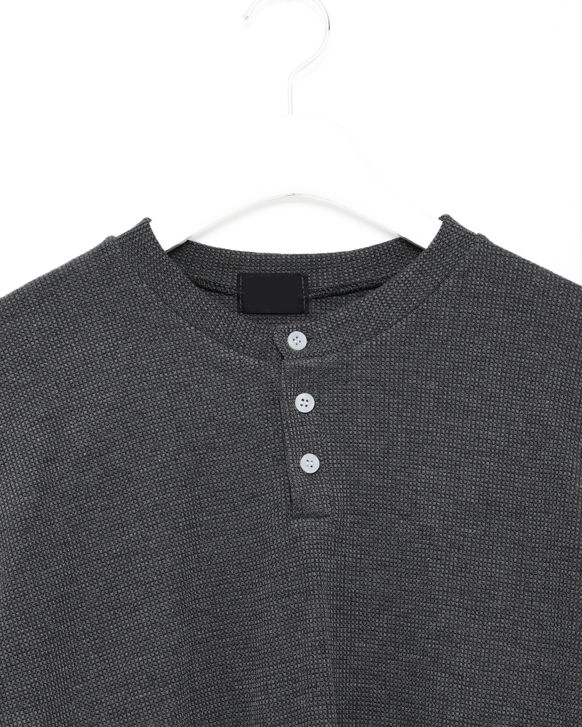 ワッフルヘンリーネックTシャツ