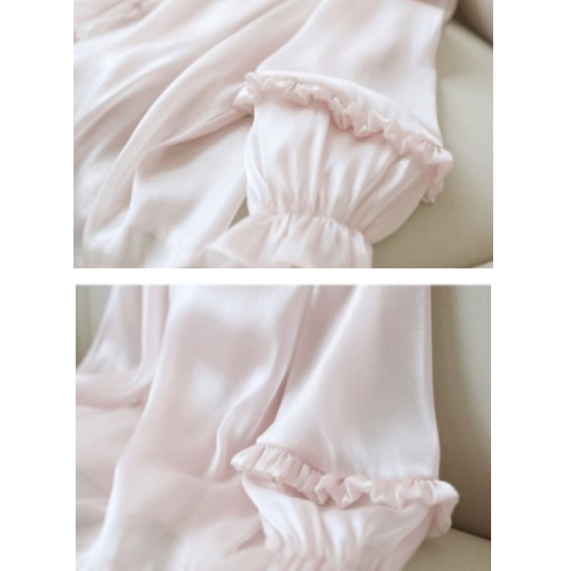トップス 薄いシャツ 日差し防止 2色展開 薄手 ランタンスリーブ 日焼け止め服 長袖 ピンク ホワイト