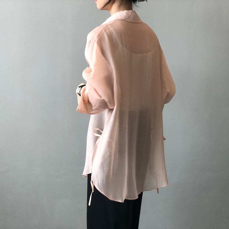 トップス 薄いシャツ 5色展開 日差し防止 薄手 無地 ピンク ホワイト グリーン ブルー イエロー