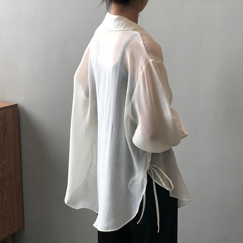 トップス 薄いシャツ 5色展開 日差し防止 薄手 無地 ピンク ホワイト グリーン ブルー イエロー