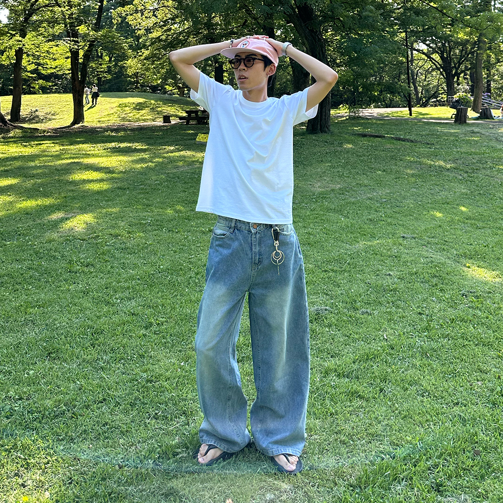 (ユニセックス) ウォッシュライトデニムパンツ