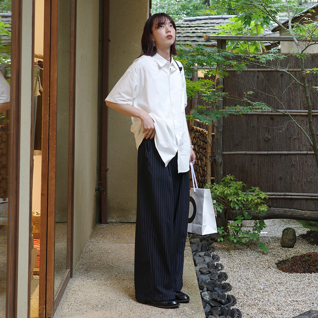 ストライプストレートスラックス