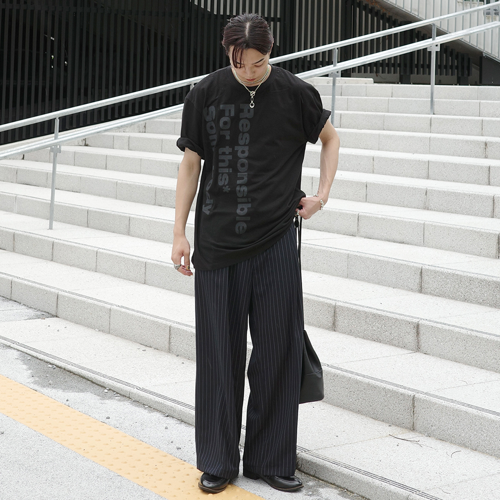 ストライプストレートスラックス