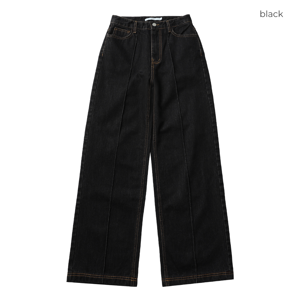 ピンタックストレートデニムパンツ