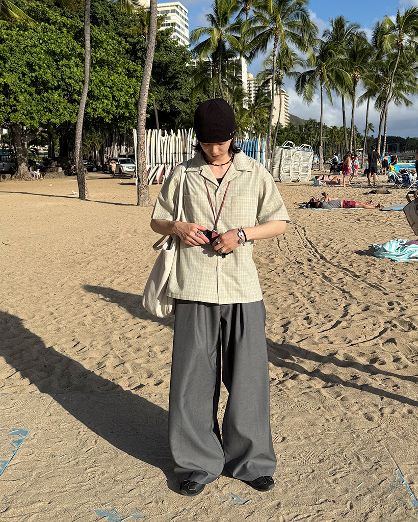 (ユニセックス)サイドタックワイドスラックス