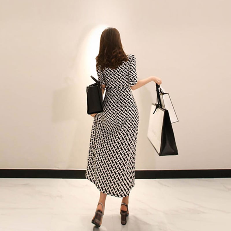 大評判販売中セクシーワンピース 気質 vネック スプリット 通勤 OL 女性らしい 大きいサイズ ロング丈 ラップワンピース