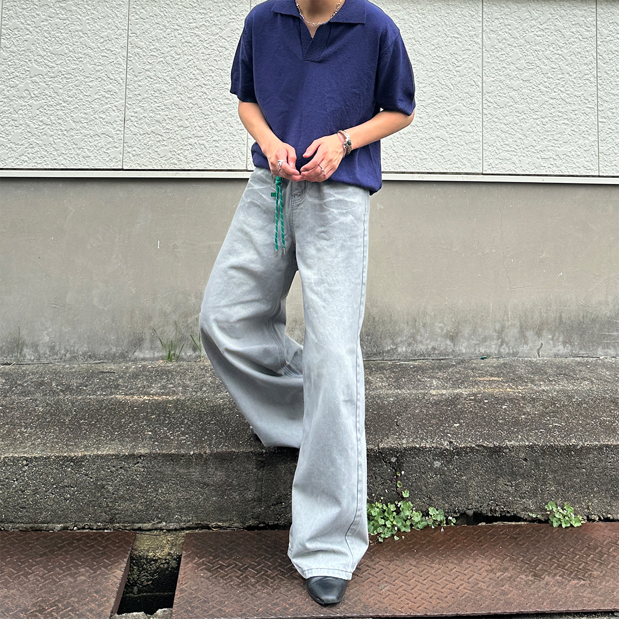 ウェイビーウォッシュワイドデニムパンツ