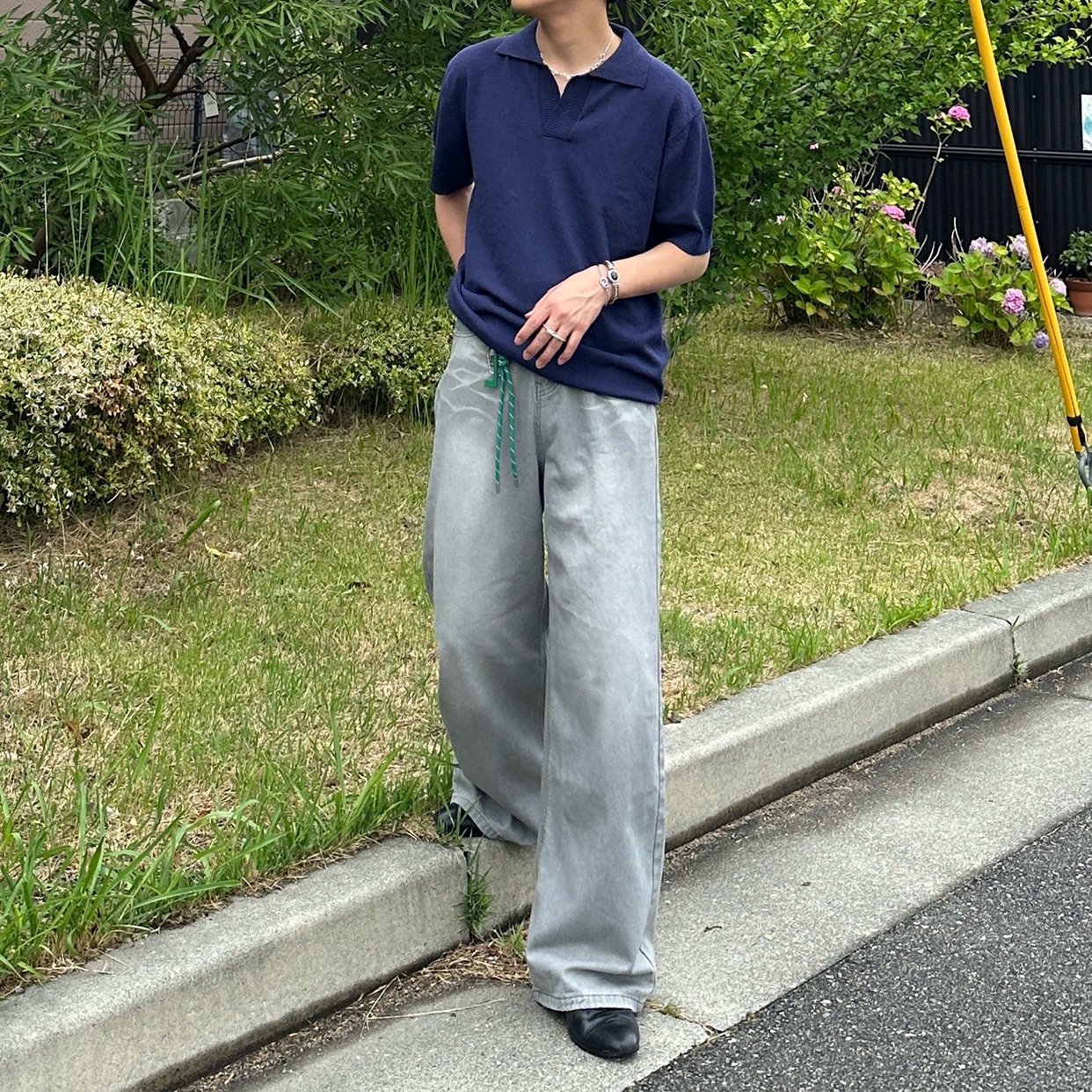 ウェイビーウォッシュワイドデニムパンツ