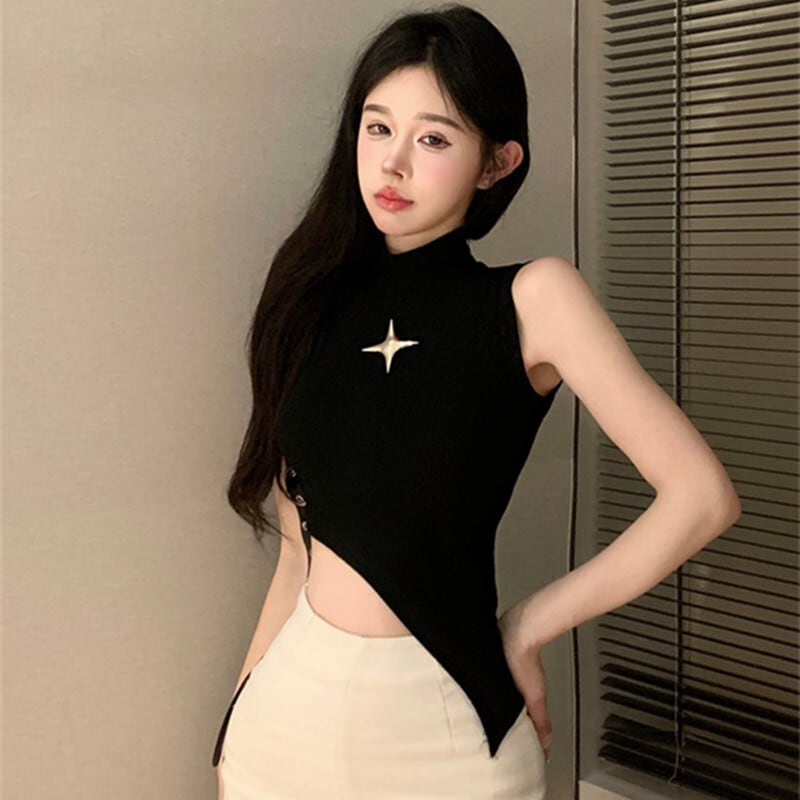 トップス Tシャツ ファッション ノースリーブ ブラック