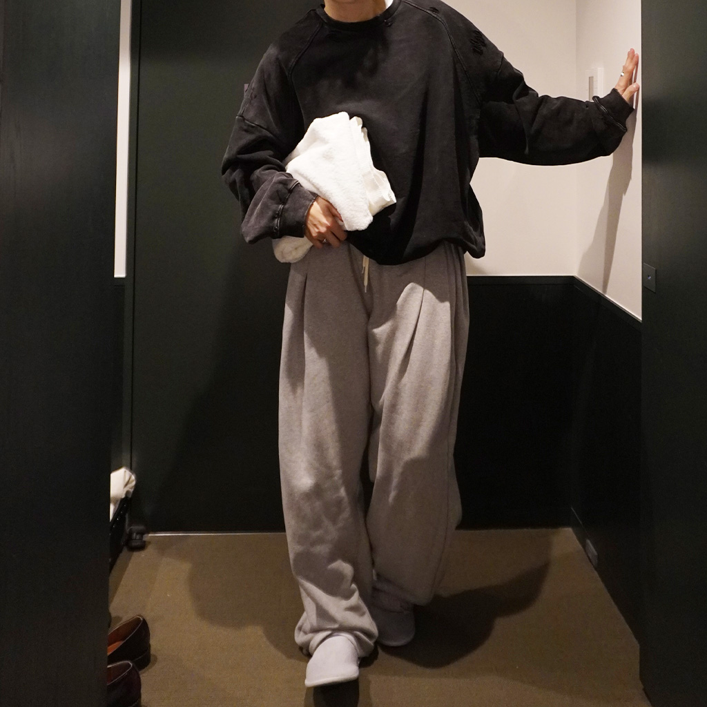 (ユニセックス) ピンタックワイドイージーパンツ