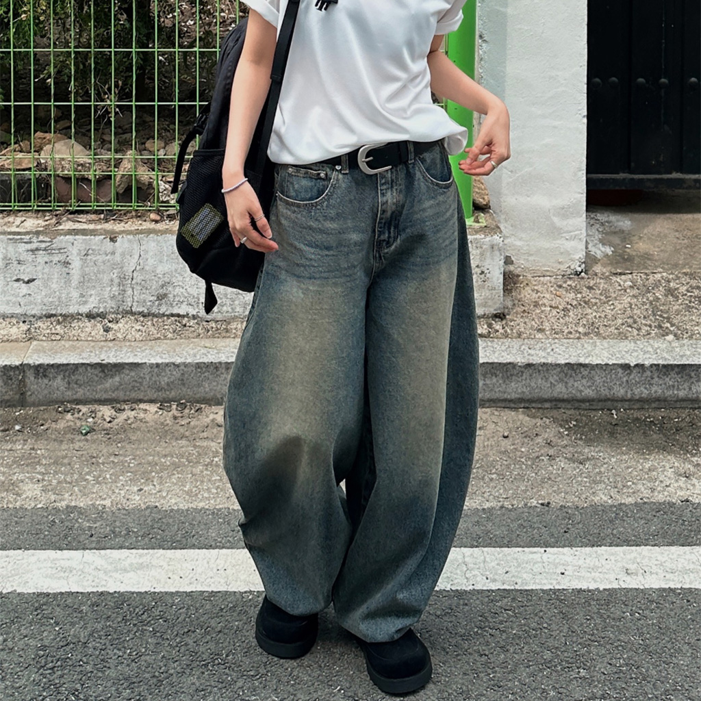 [ユニセックス] バルーンワイドデニムパンツ