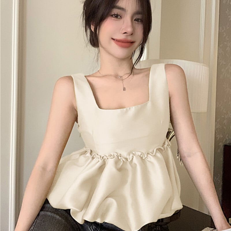 トップス キャミソール セクシー ノースリーブ イエロー アプリコット ブラック