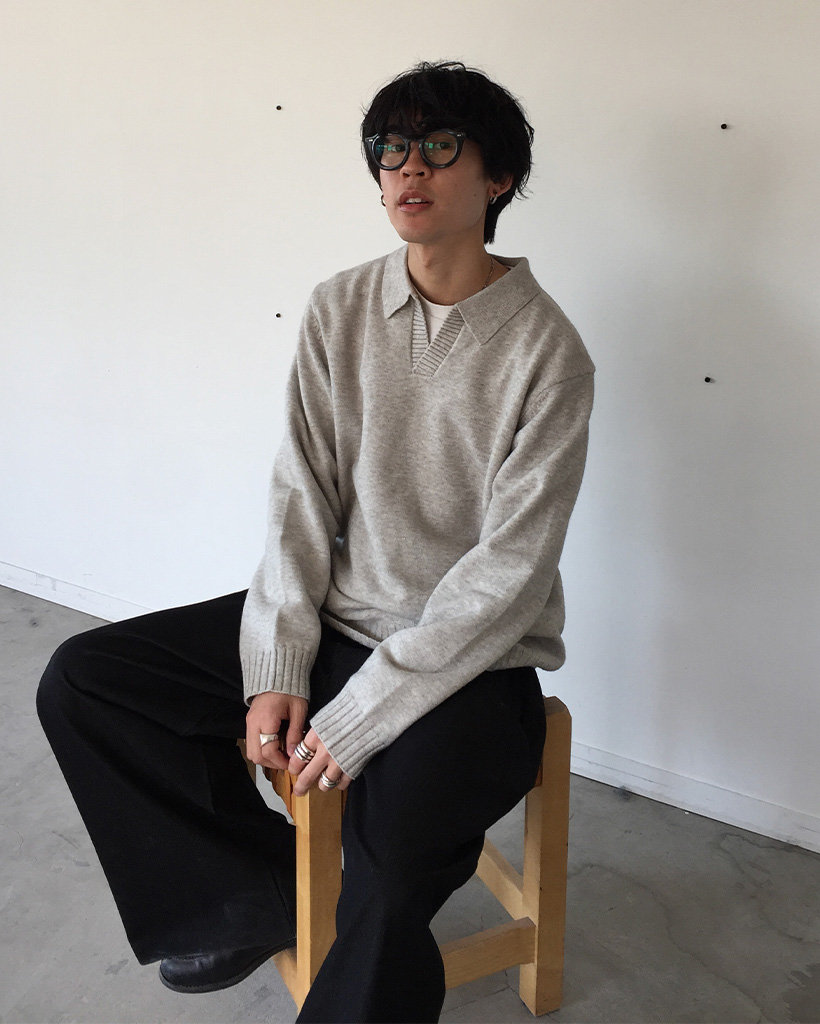 (ユニセックス)タック入りデニムワイドスラックス