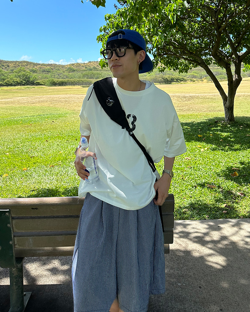 ストライプバミューダハーフパンツ
