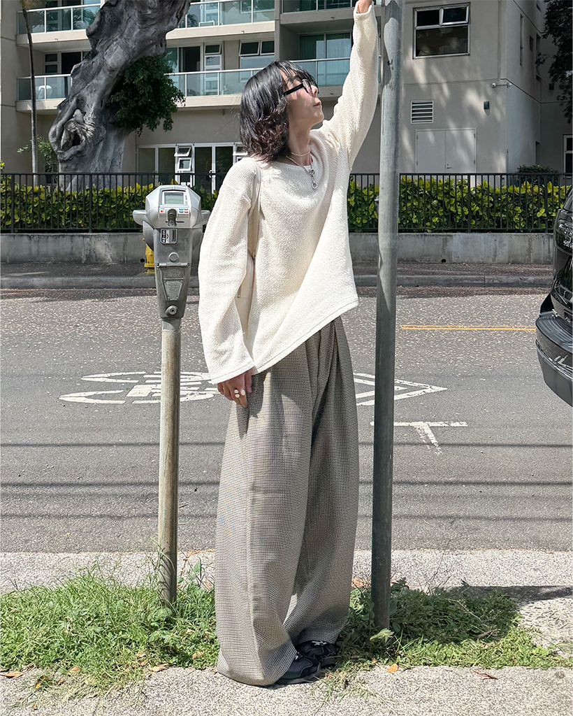 (ユニセックス)ハウンズトゥースチェック ワイドパンツ