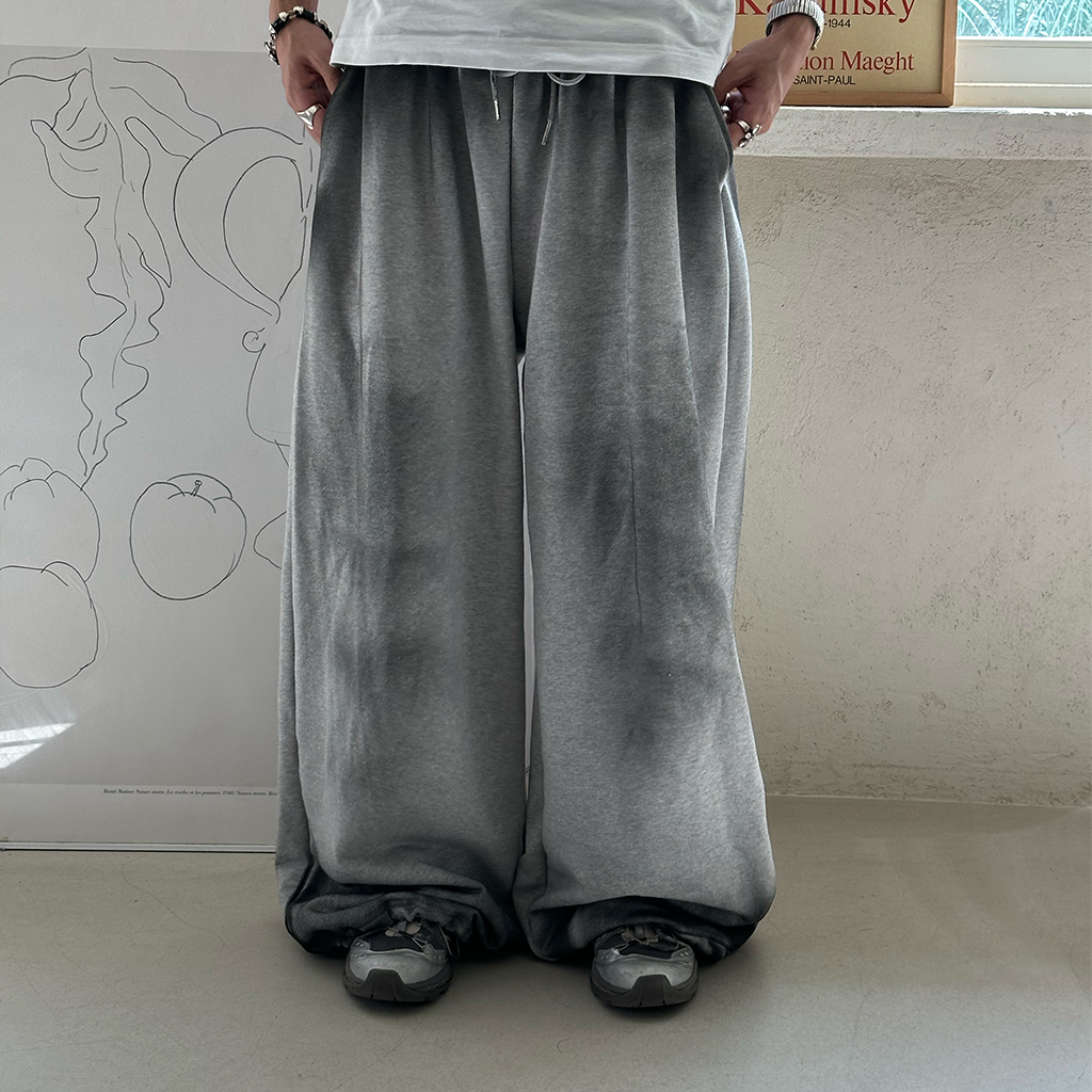 (ユニセックス) ウォッシュワイドスウェットパンツ