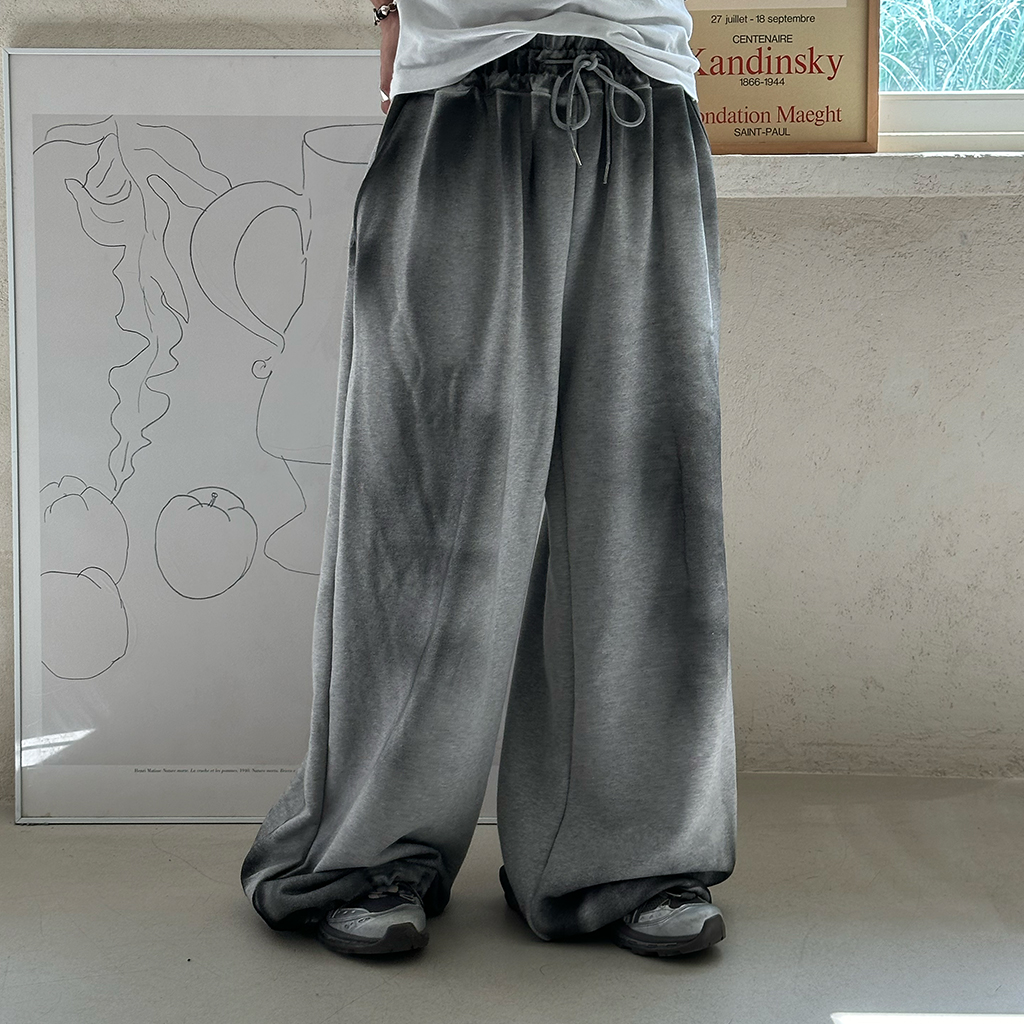 (ユニセックス) ウォッシュワイドスウェットパンツ