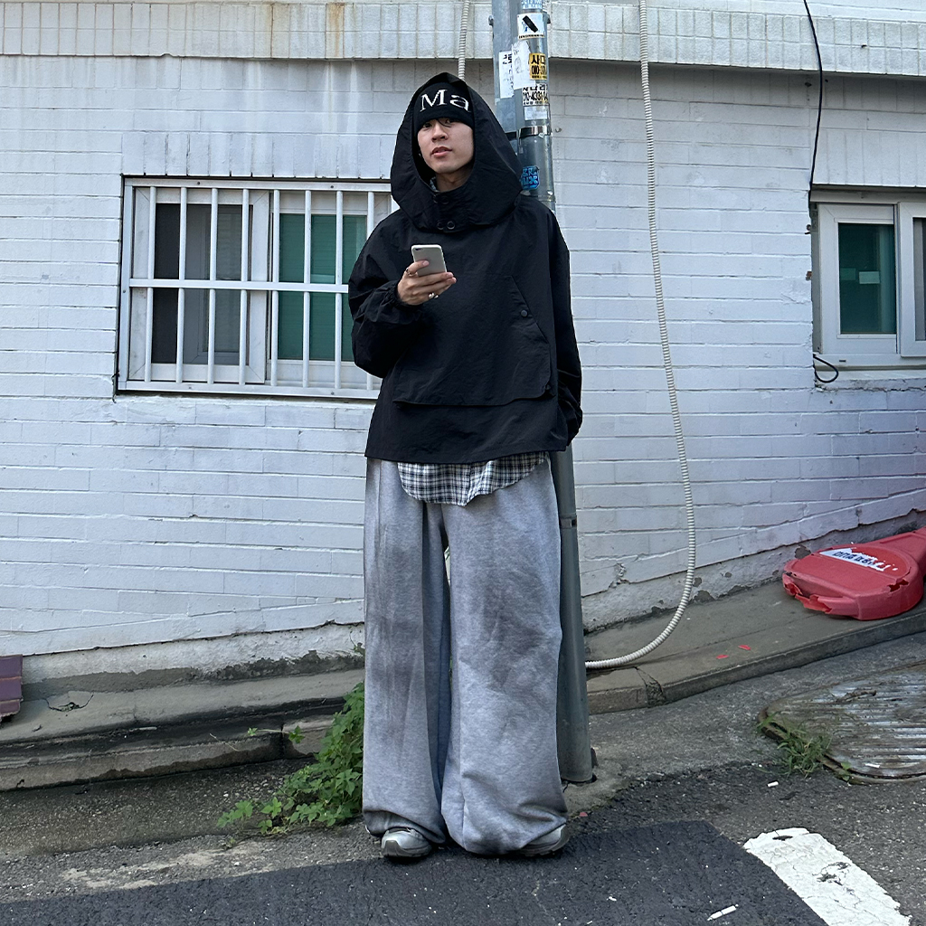 (ユニセックス) ウォッシュワイドスウェットパンツ