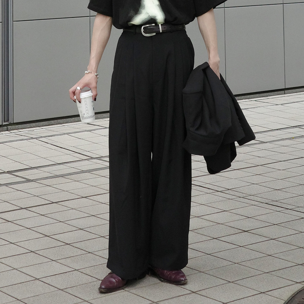 ピンタックワイドスラックス